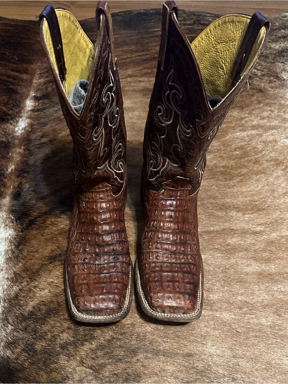 Cavenders Caiman Leather Cowboy Boots  11D